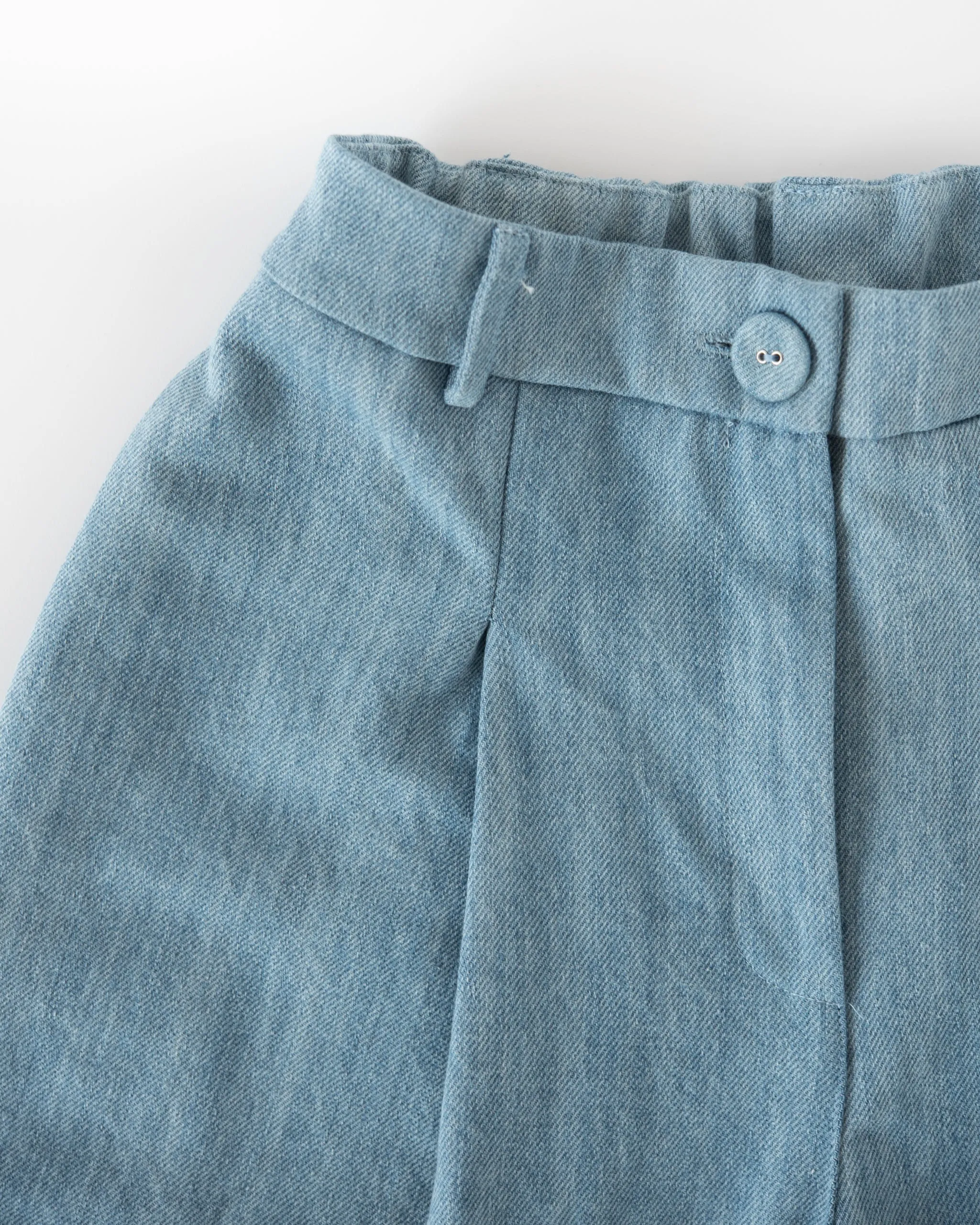 JEANS PANTAPALAZZO<br> denim di cotone blu chiaro