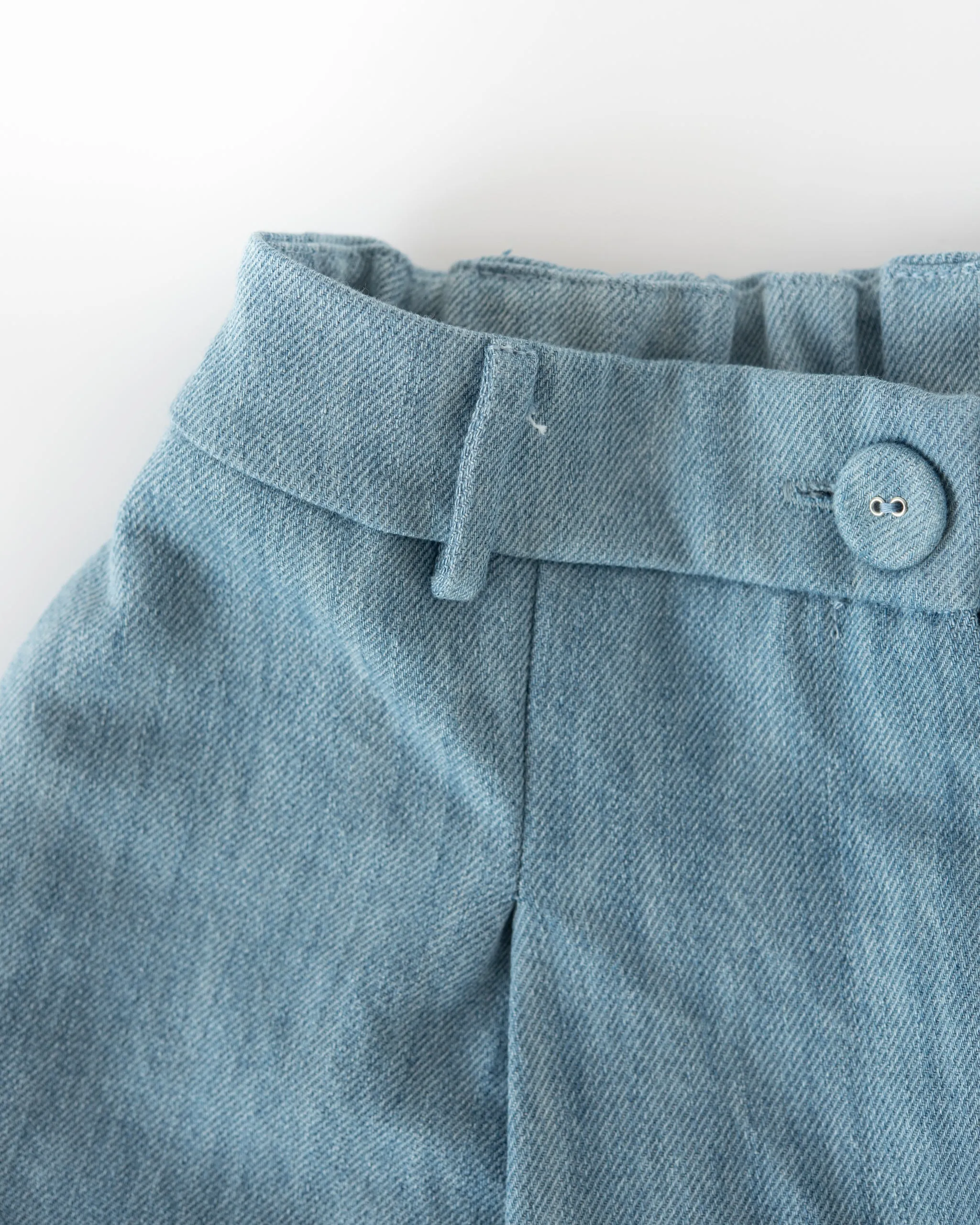 JEANS PANTAPALAZZO<br> denim di cotone blu chiaro