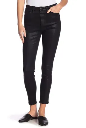 Joes - Skinny Ankle Faux Leather Jeans in Jet Black