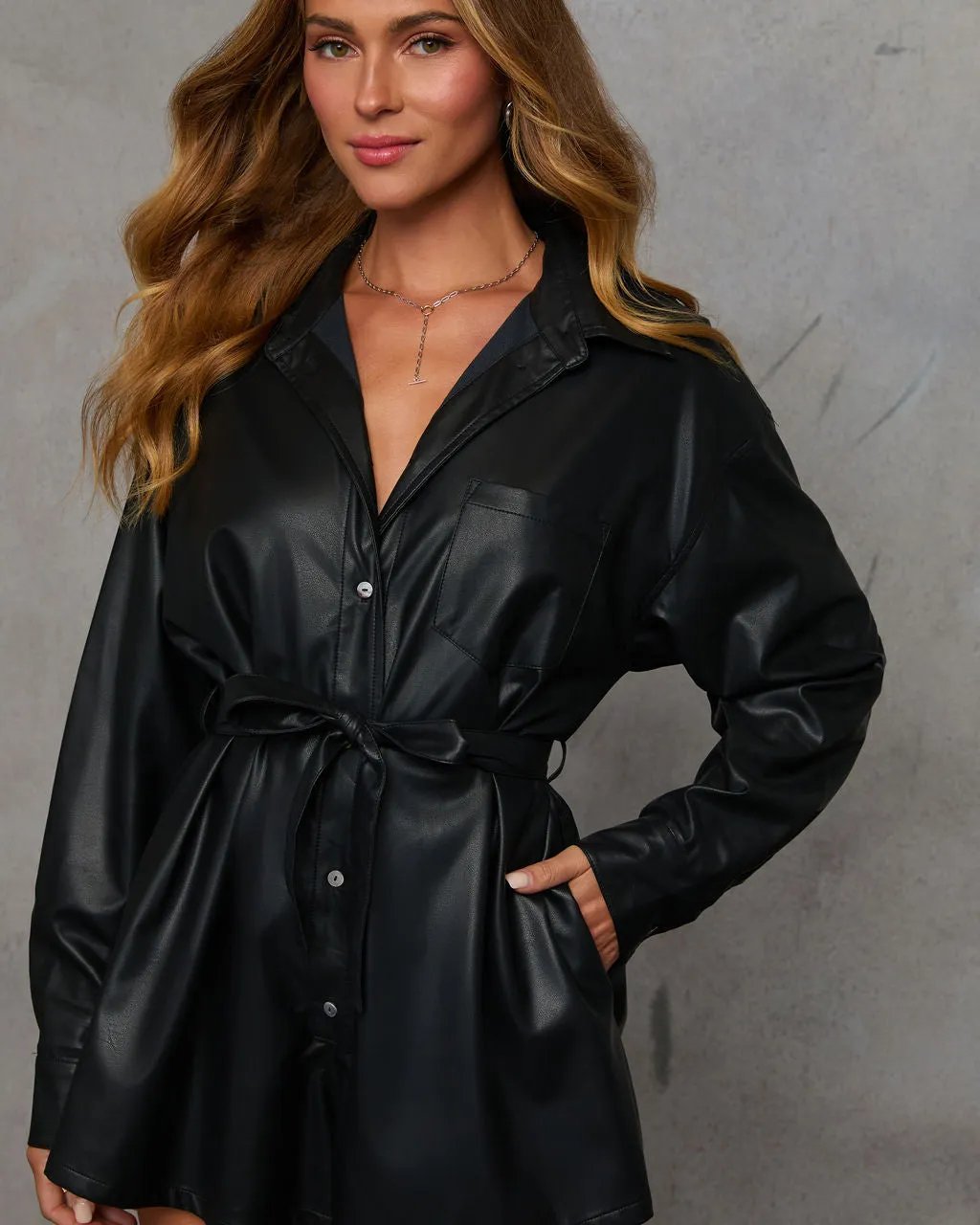 Jopline Leather Waist Tie Romper