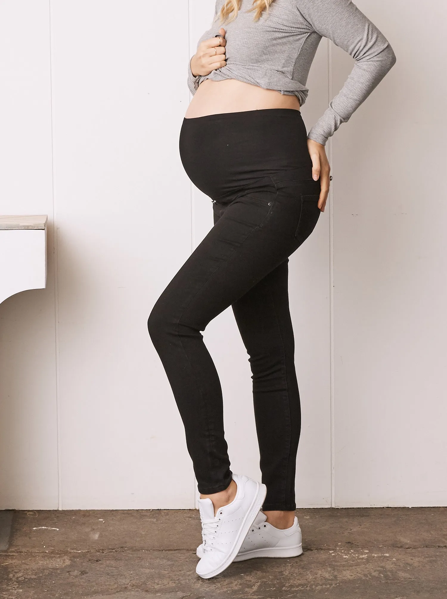 Julie Over the Bump Skinny Maternity Denim Jeans Black