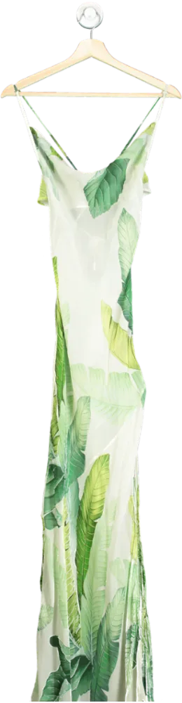 Karen Millen Green Tropical Palm Print Beach Strappy Maxi Dress UK XS