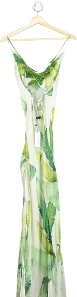 Karen Millen Green Tropical Palm Print Beach Strappy Maxi Dress UK XS