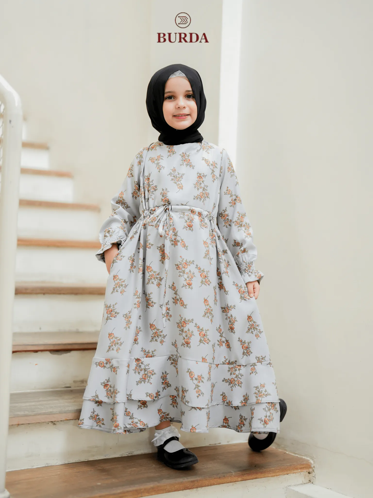 Kid's Gray Floral Dress