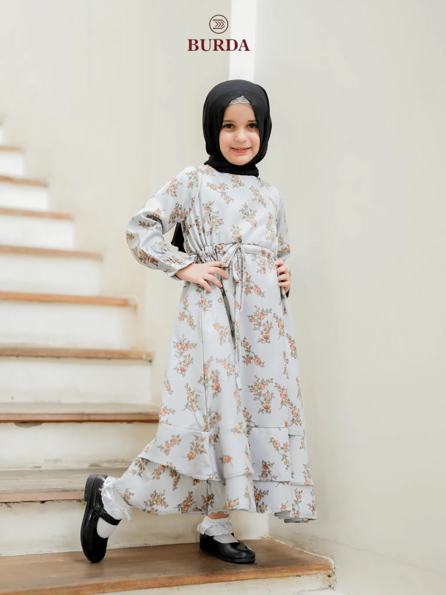 Kid's Gray Floral Dress