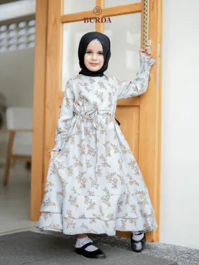 Kid's Gray Floral Dress