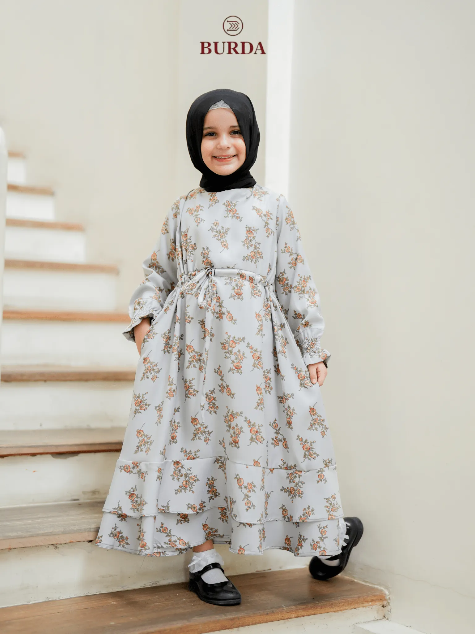 Kid's Gray Floral Dress