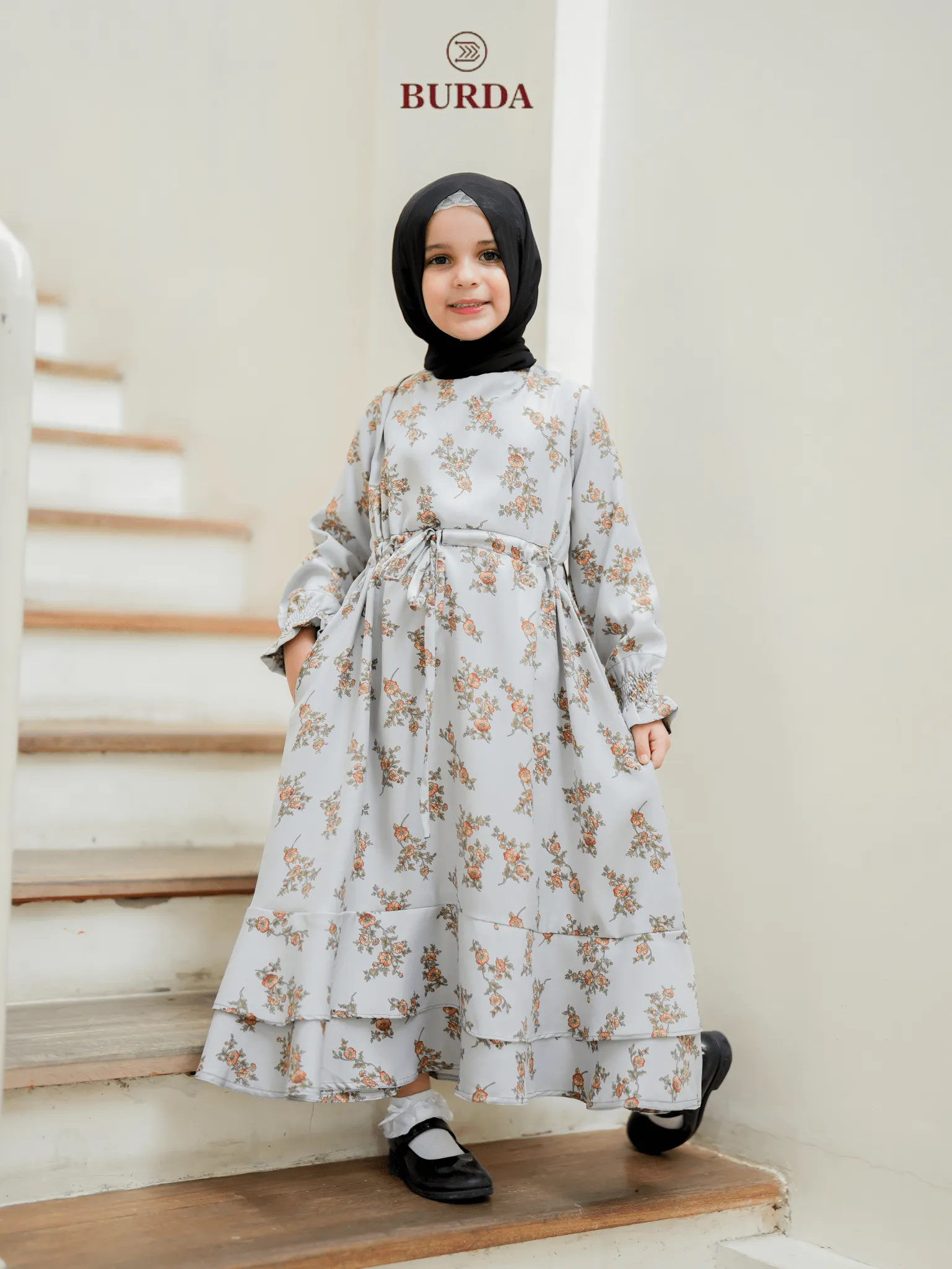 Kid's Gray Floral Dress