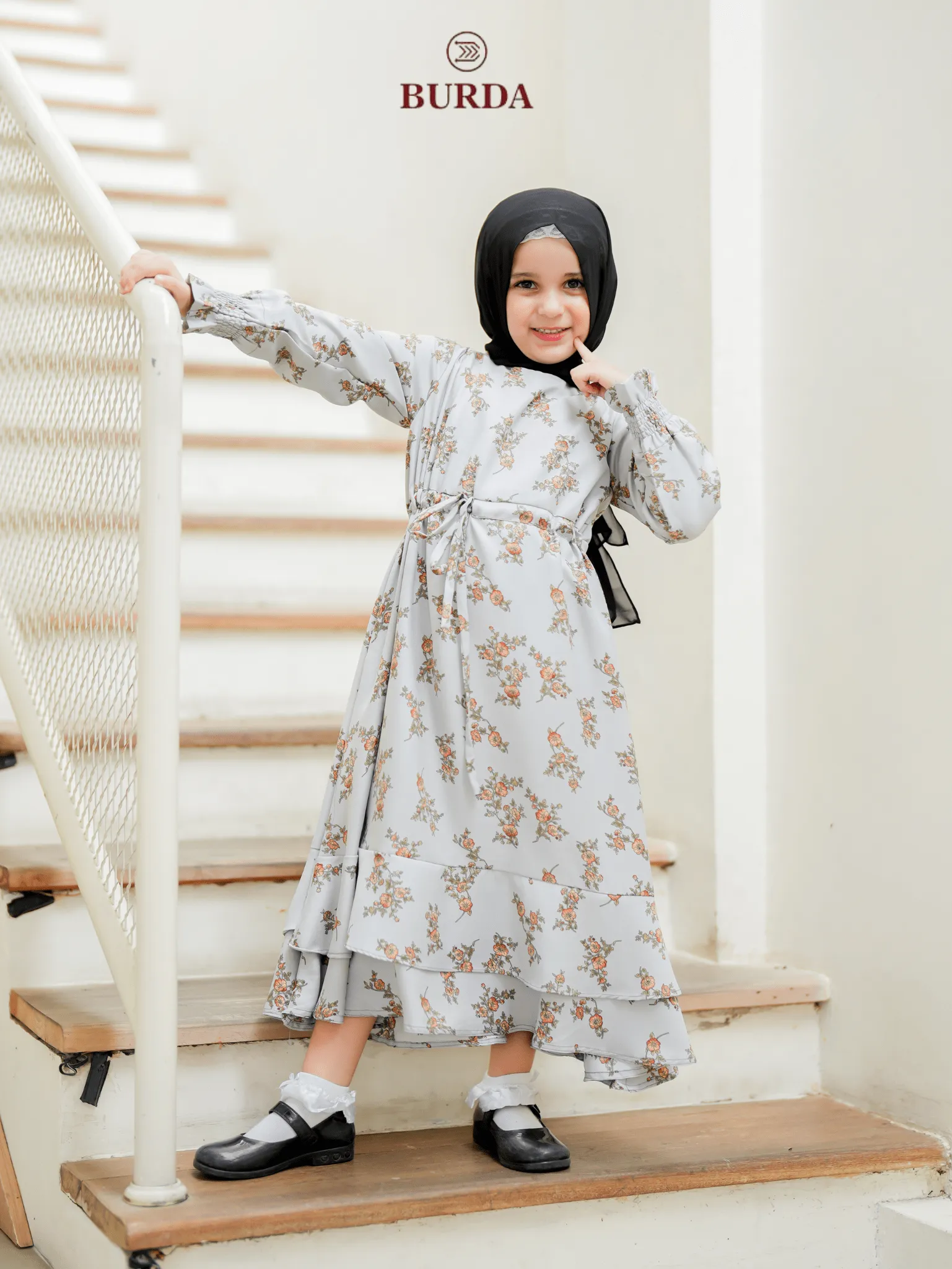 Kid's Gray Floral Dress