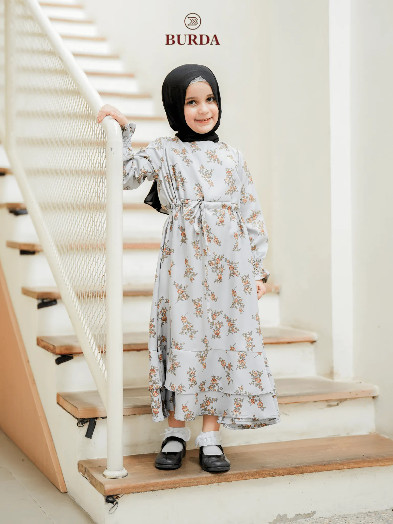 Kid's Gray Floral Dress