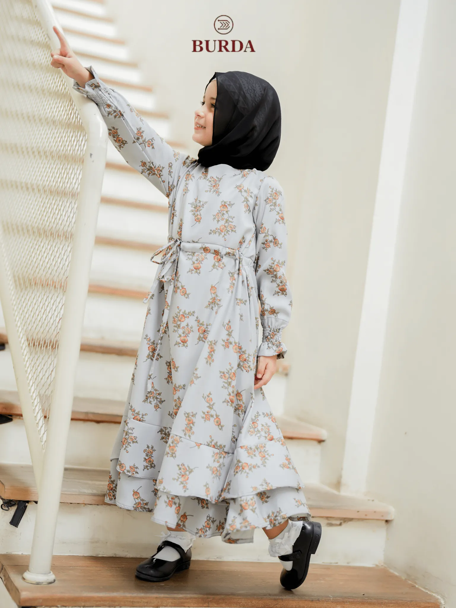 Kid's Gray Floral Dress