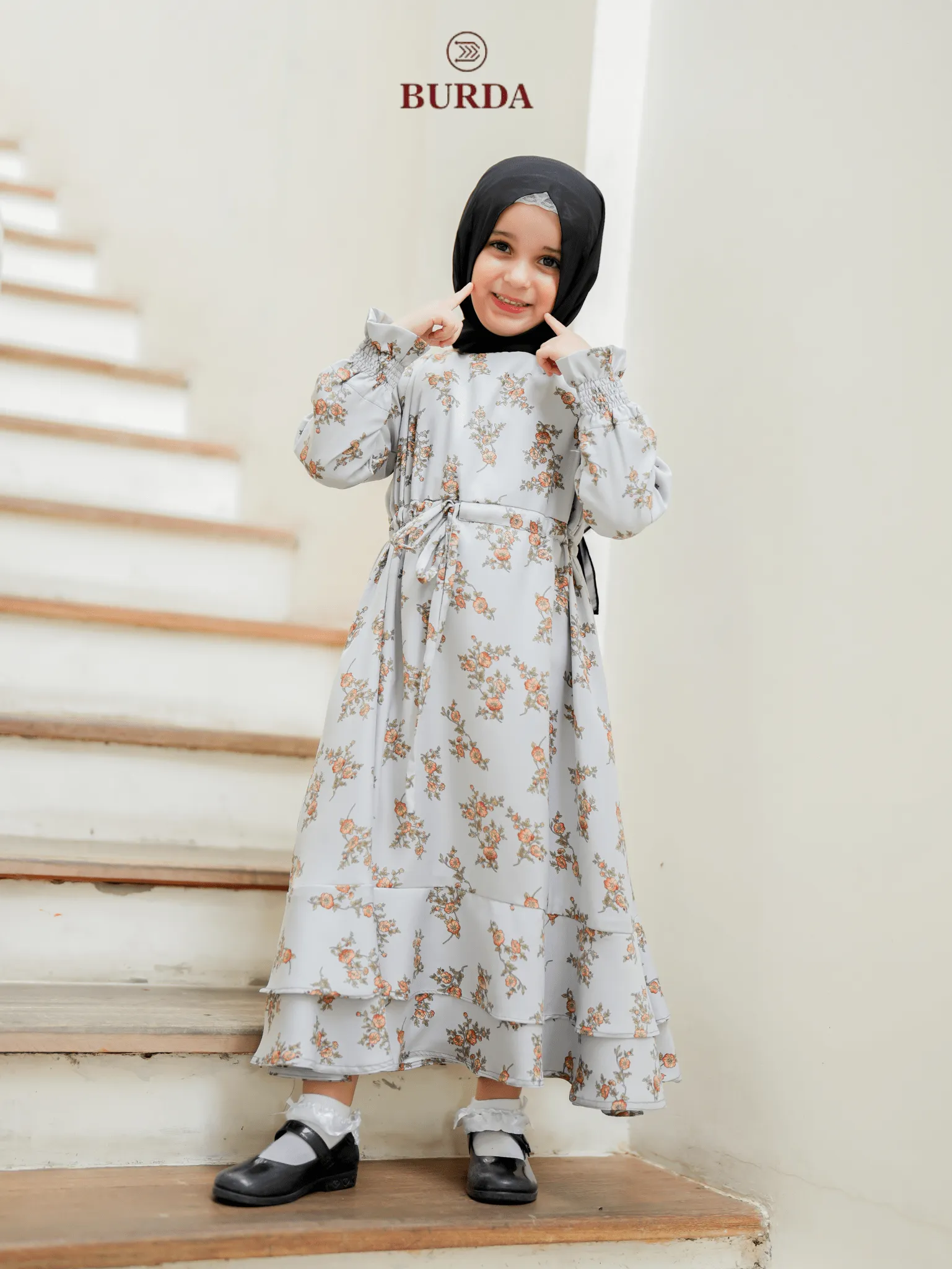 Kid's Gray Floral Dress