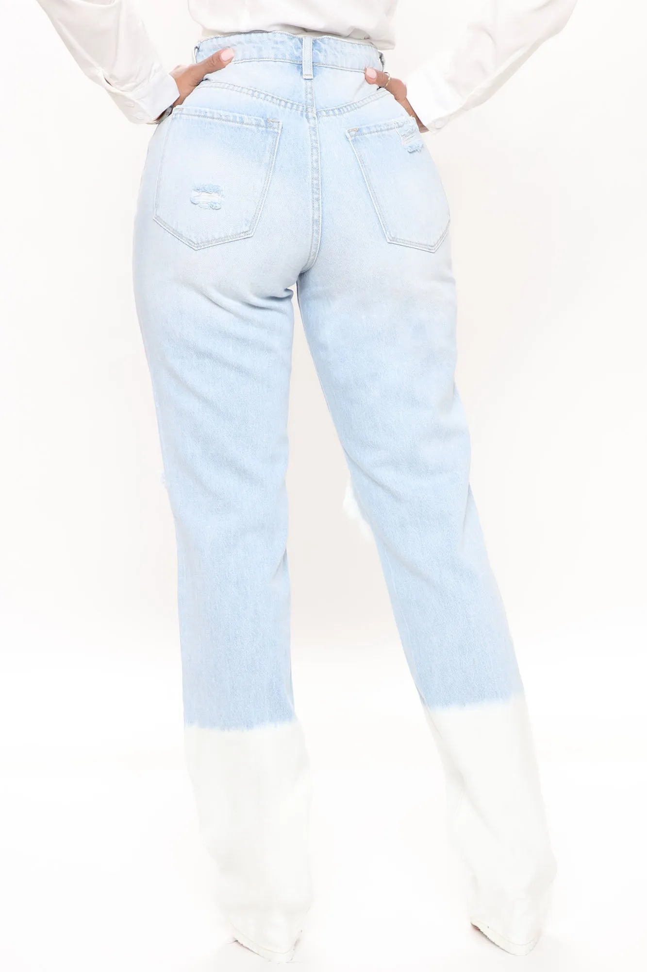 KittenAlarm - 90's Ombre High Rise Boyfriend Jeans - Light Blue Wash