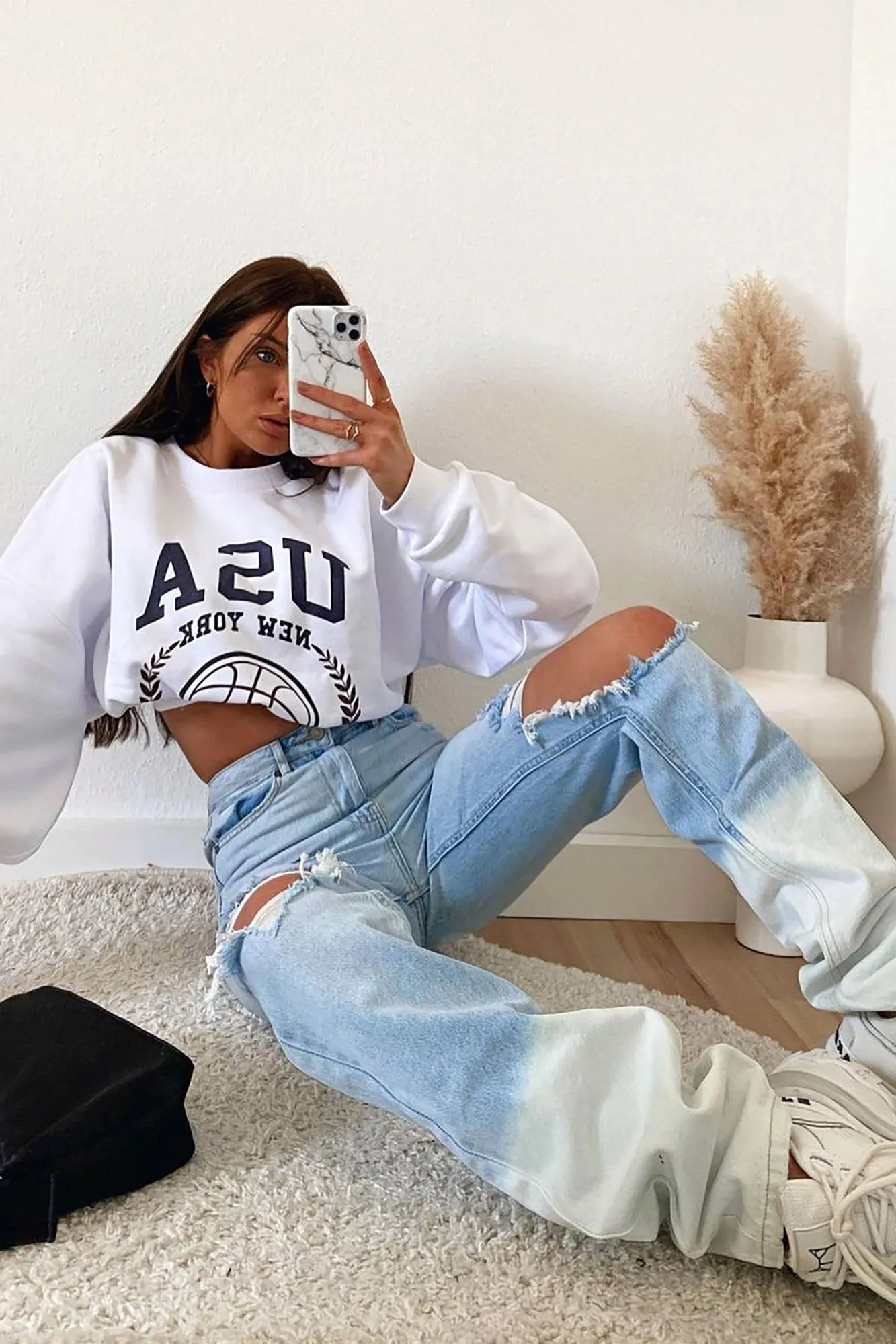 KittenAlarm - 90's Ombre High Rise Boyfriend Jeans - Light Blue Wash