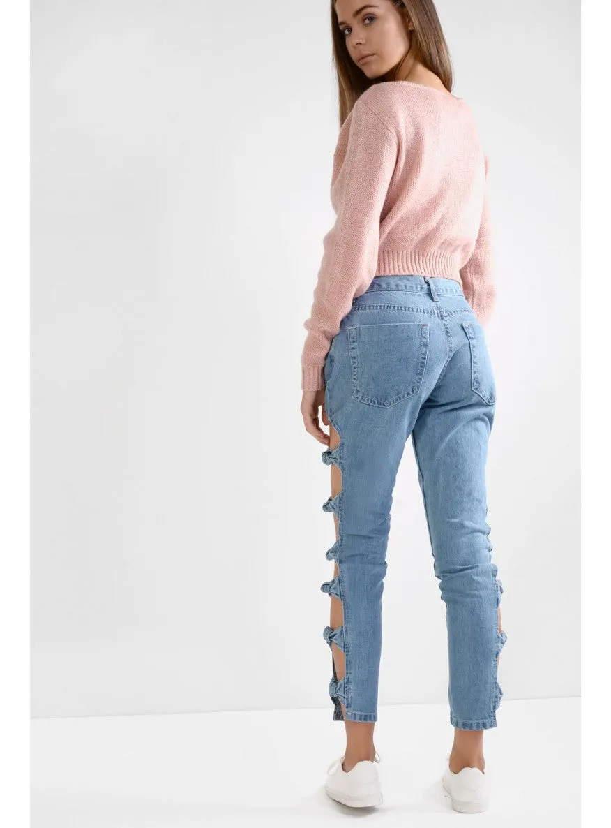 KNOT SIDE DENIM JEANS