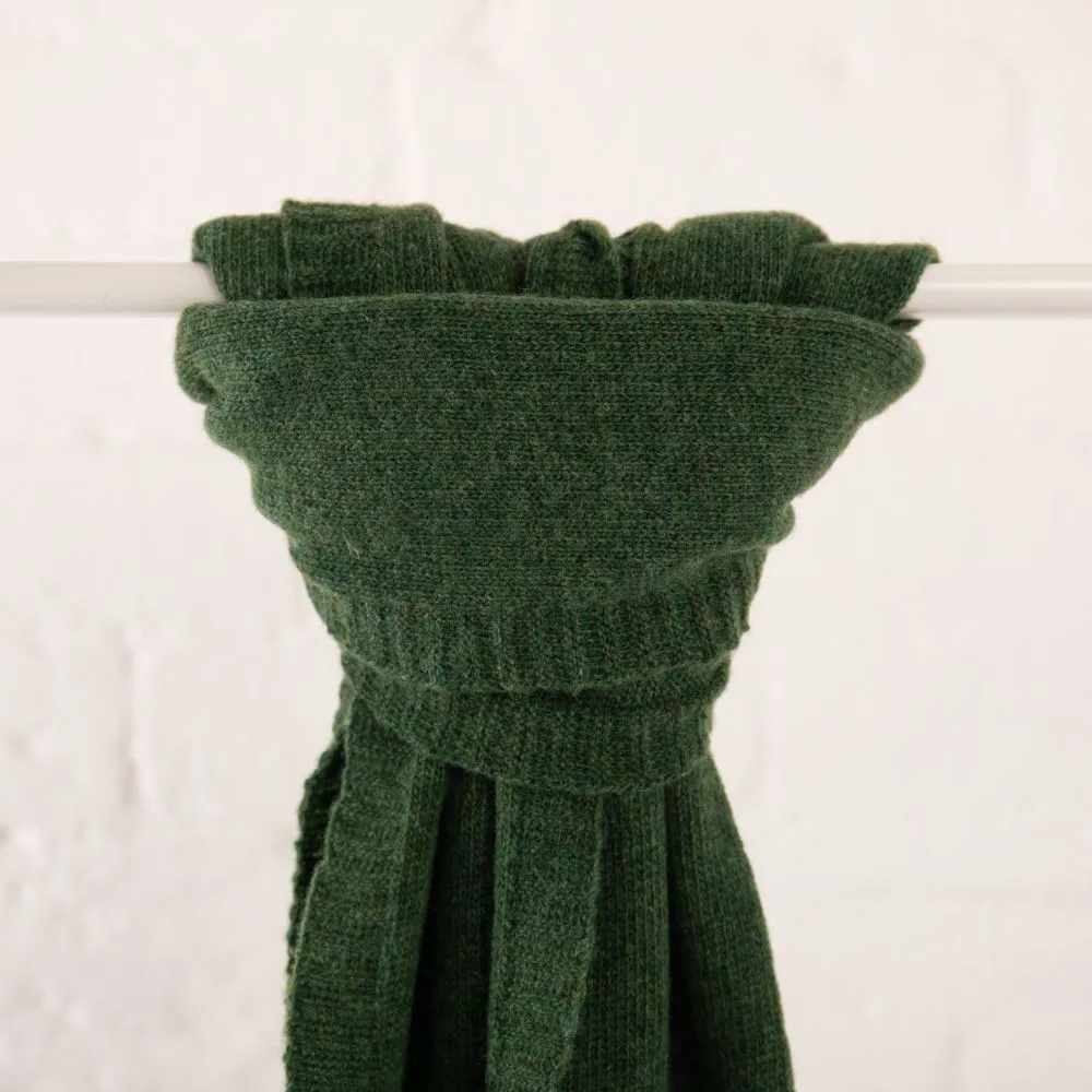 Lambswool Plain Knit Scarf - Moss