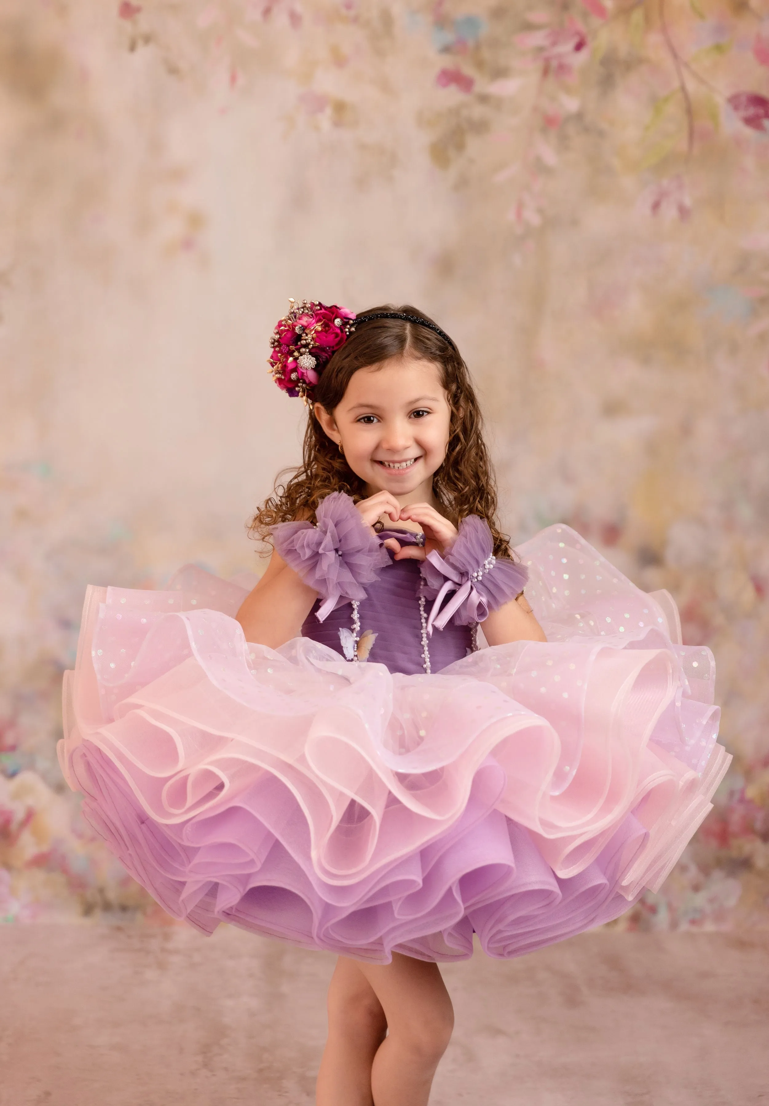 Lavender Butterfly Confetti - Petal  Length Dress (3 Year-Petite 5 Year)