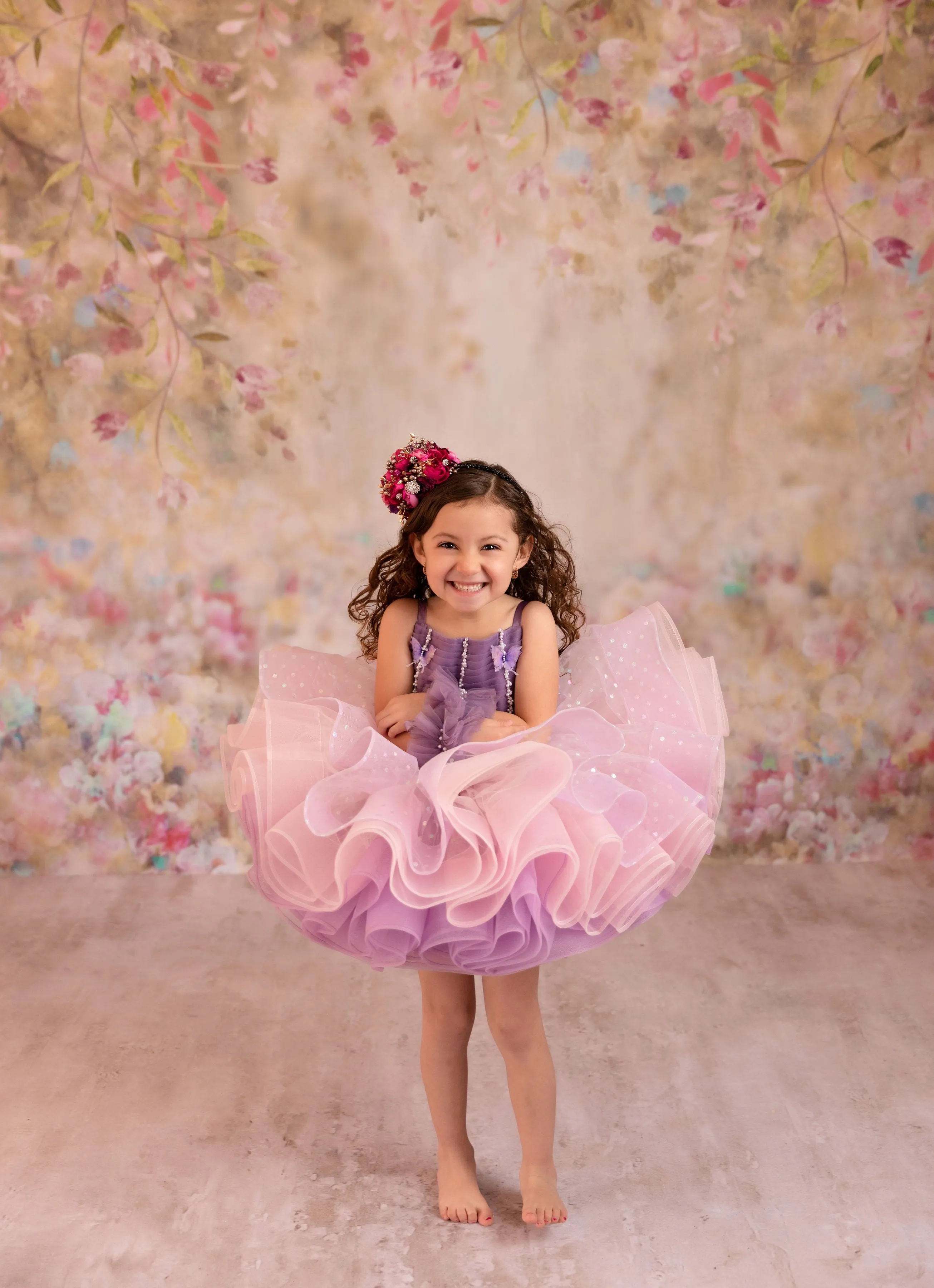 Lavender Butterfly Confetti - Petal  Length Dress (3 Year-Petite 5 Year)