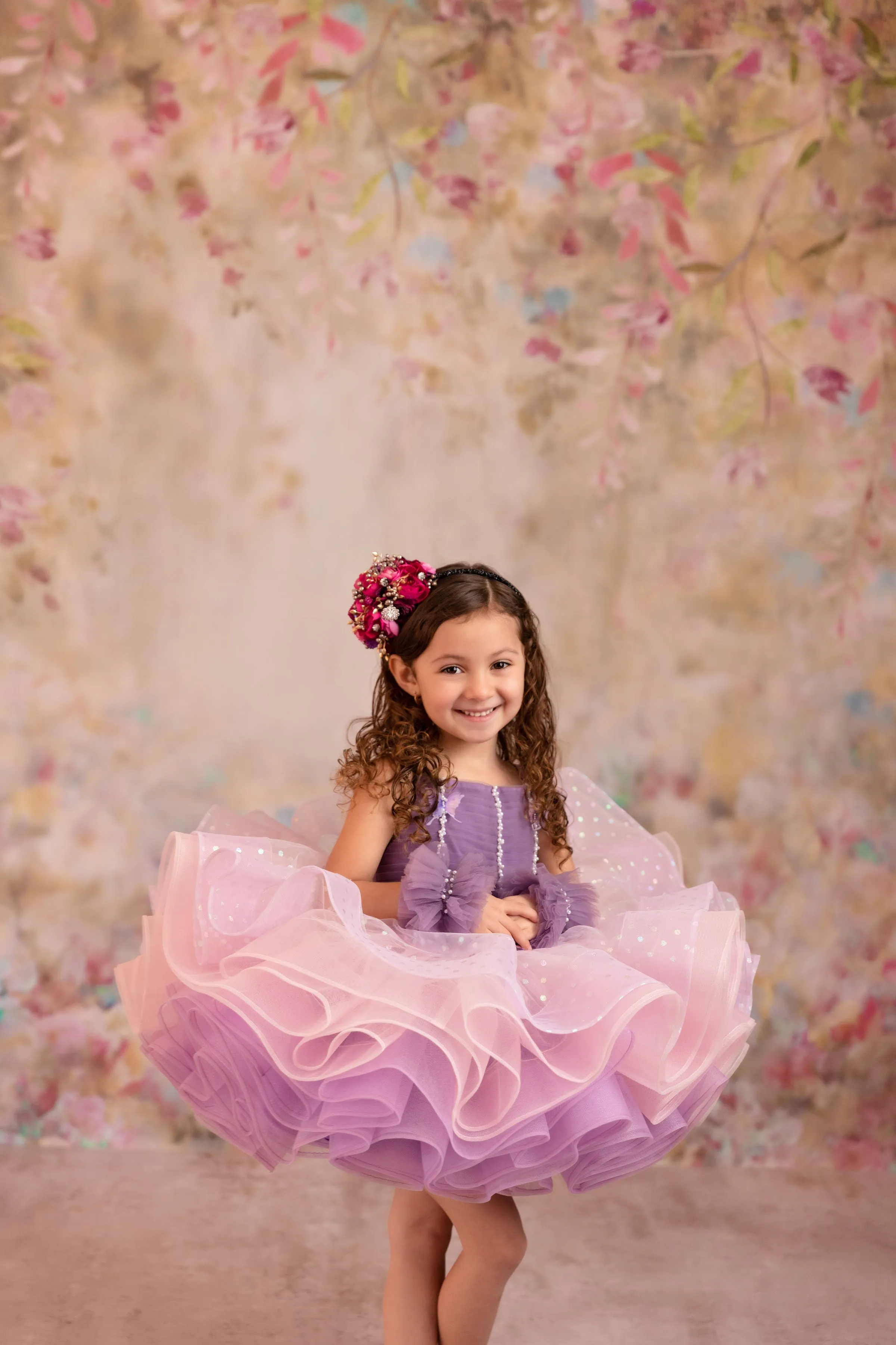 Lavender Butterfly Confetti - Petal  Length Dress (3 Year-Petite 5 Year)