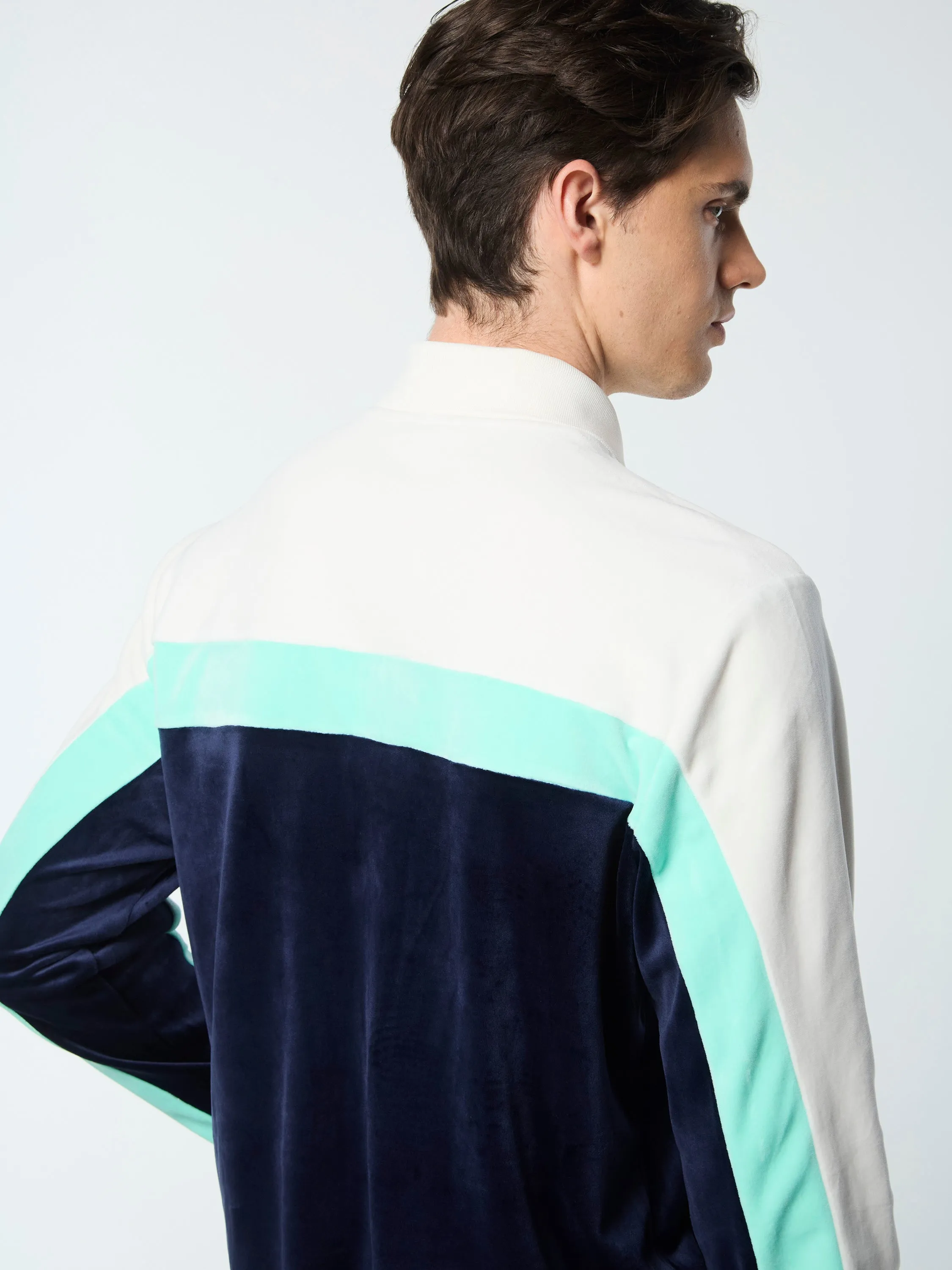 Lazaro Velour Track Jacket- Maritime Blue