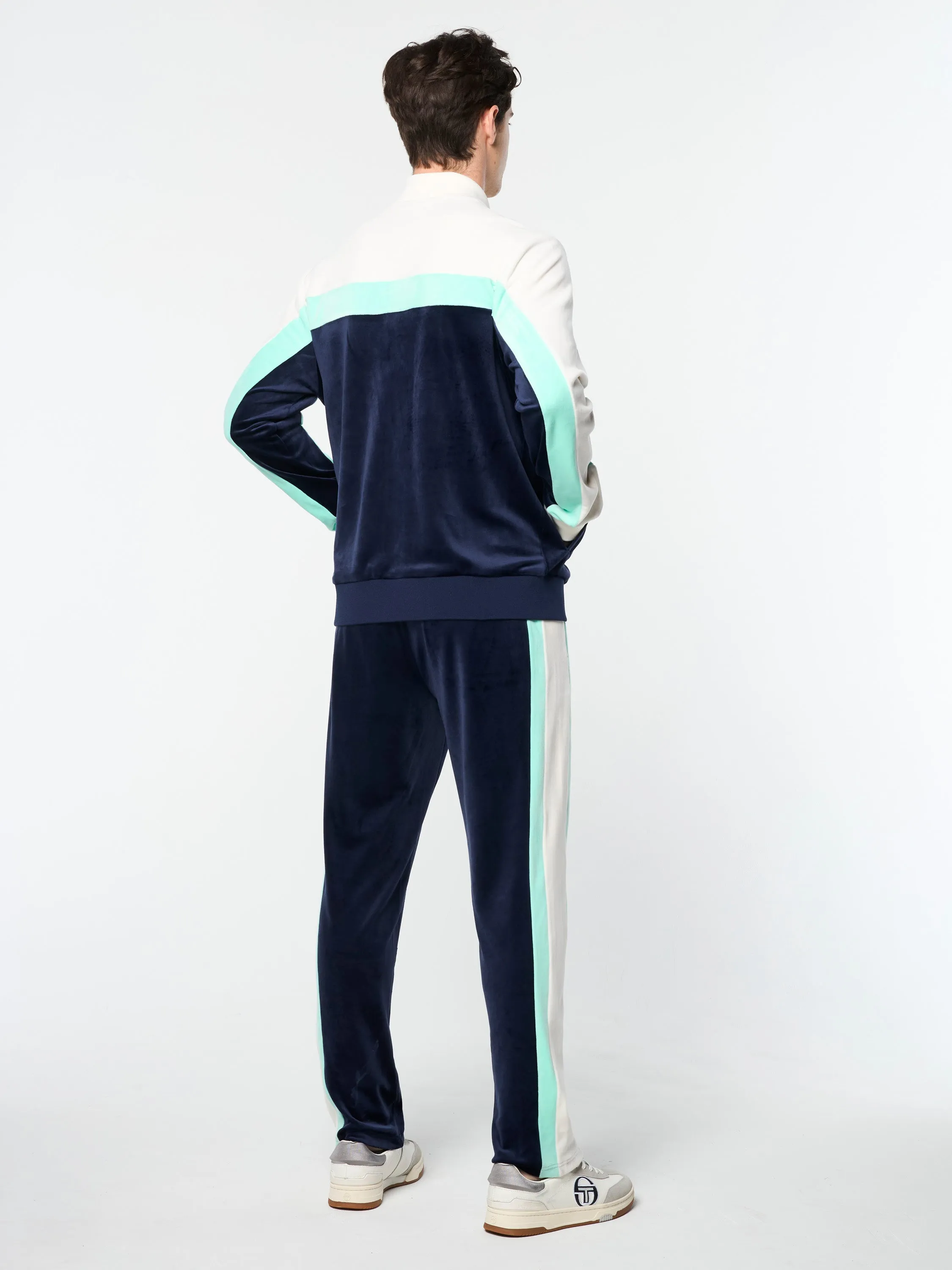 Lazaro Velour Track Jacket- Maritime Blue