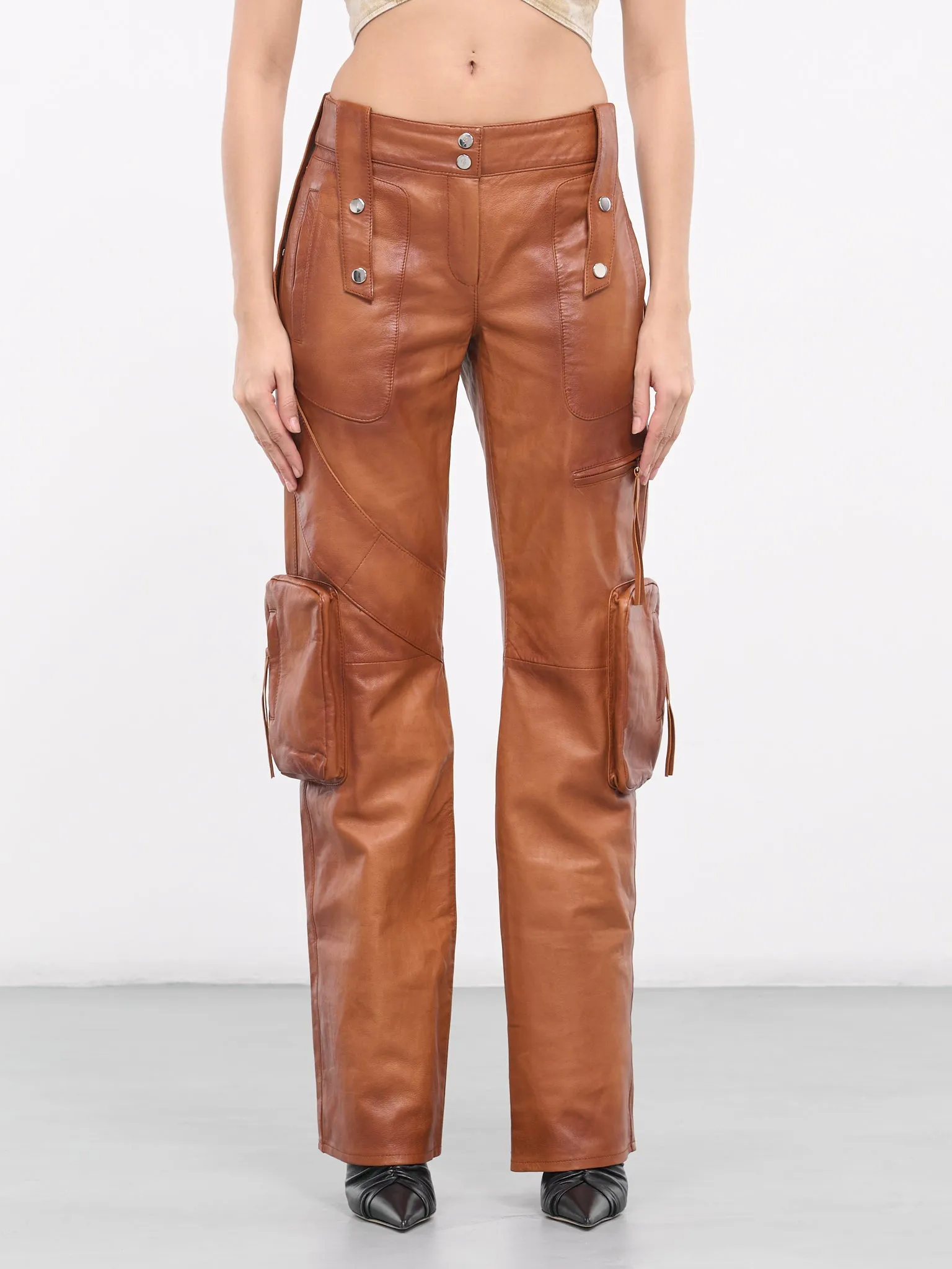 Leather Cargo Pants (2L047A-N0557-CAMOSCIO)