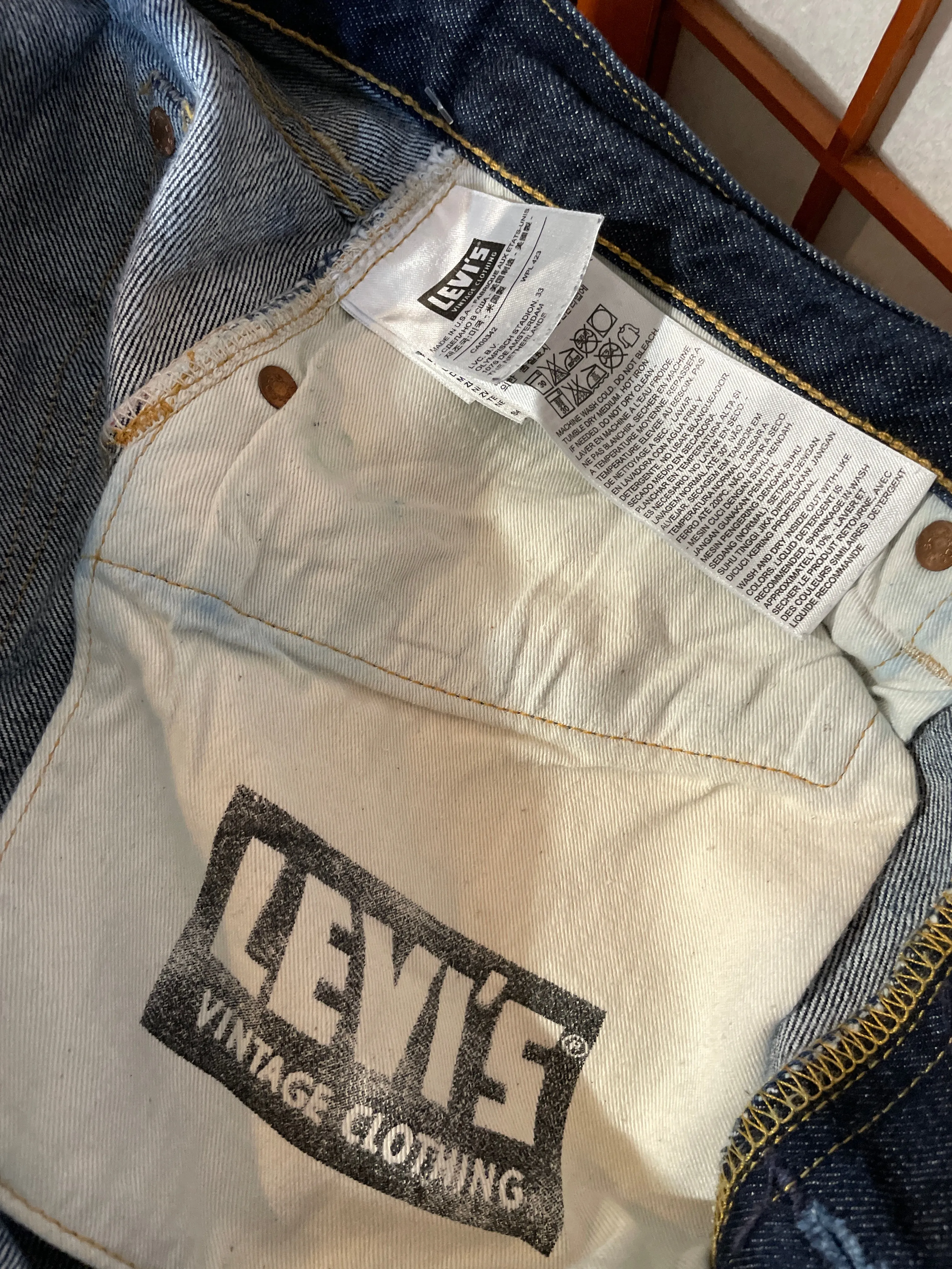 Levi’s Vintage Clothing Big E 501XX Raw Selvedge Jeans 36x32 USA 1947 Rigid