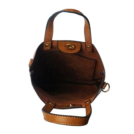 Light Brown Faux Leather NGIL Bucket Handbag