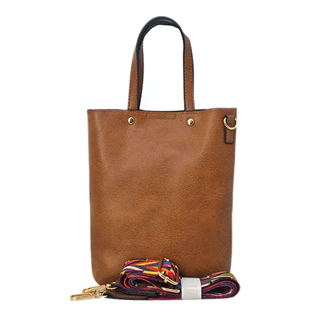 Light Brown Faux Leather NGIL Bucket Handbag