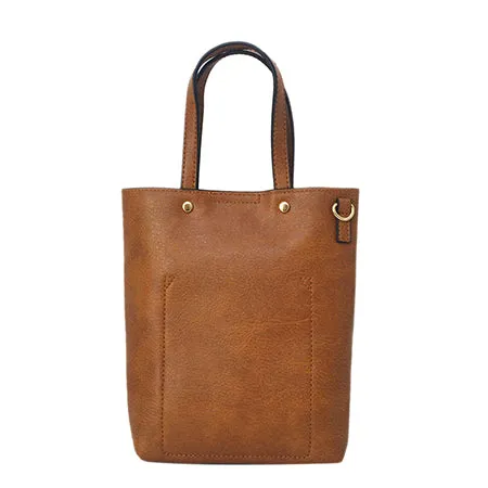 Light Brown Faux Leather NGIL Bucket Handbag