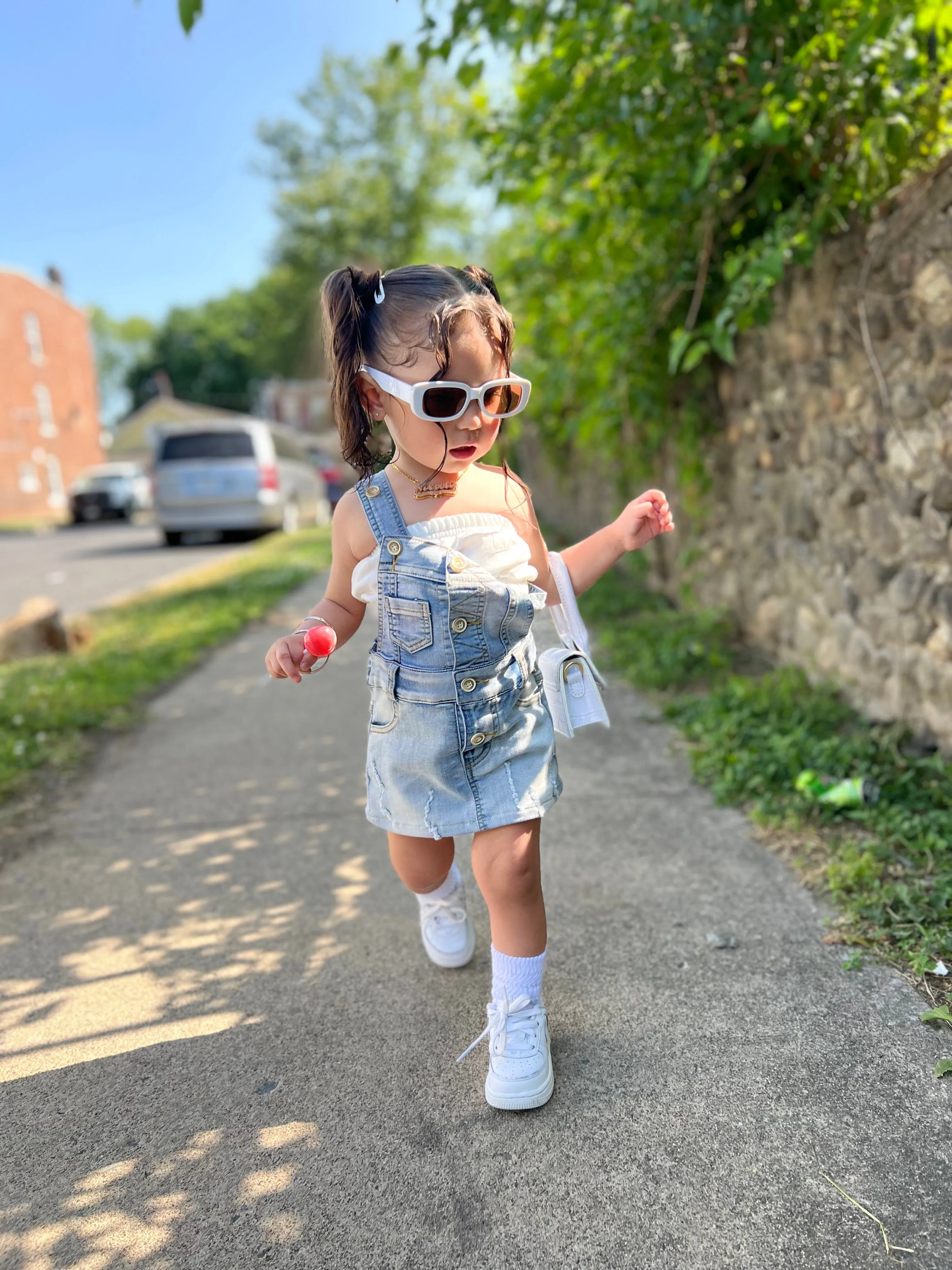 Little Girls Denim Overalls Dress Jeans Shortalls