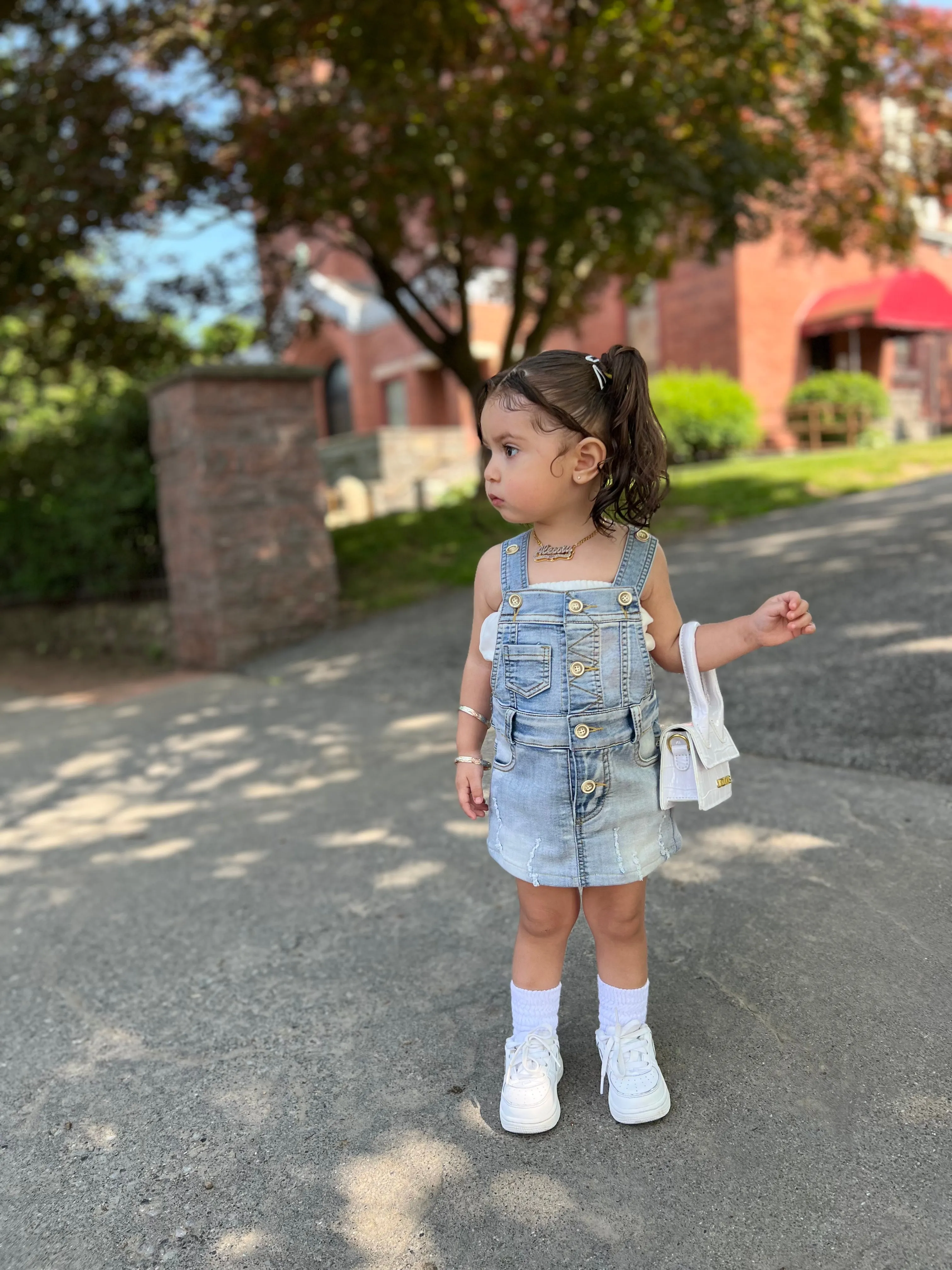 Little Girls Denim Overalls Dress Jeans Shortalls