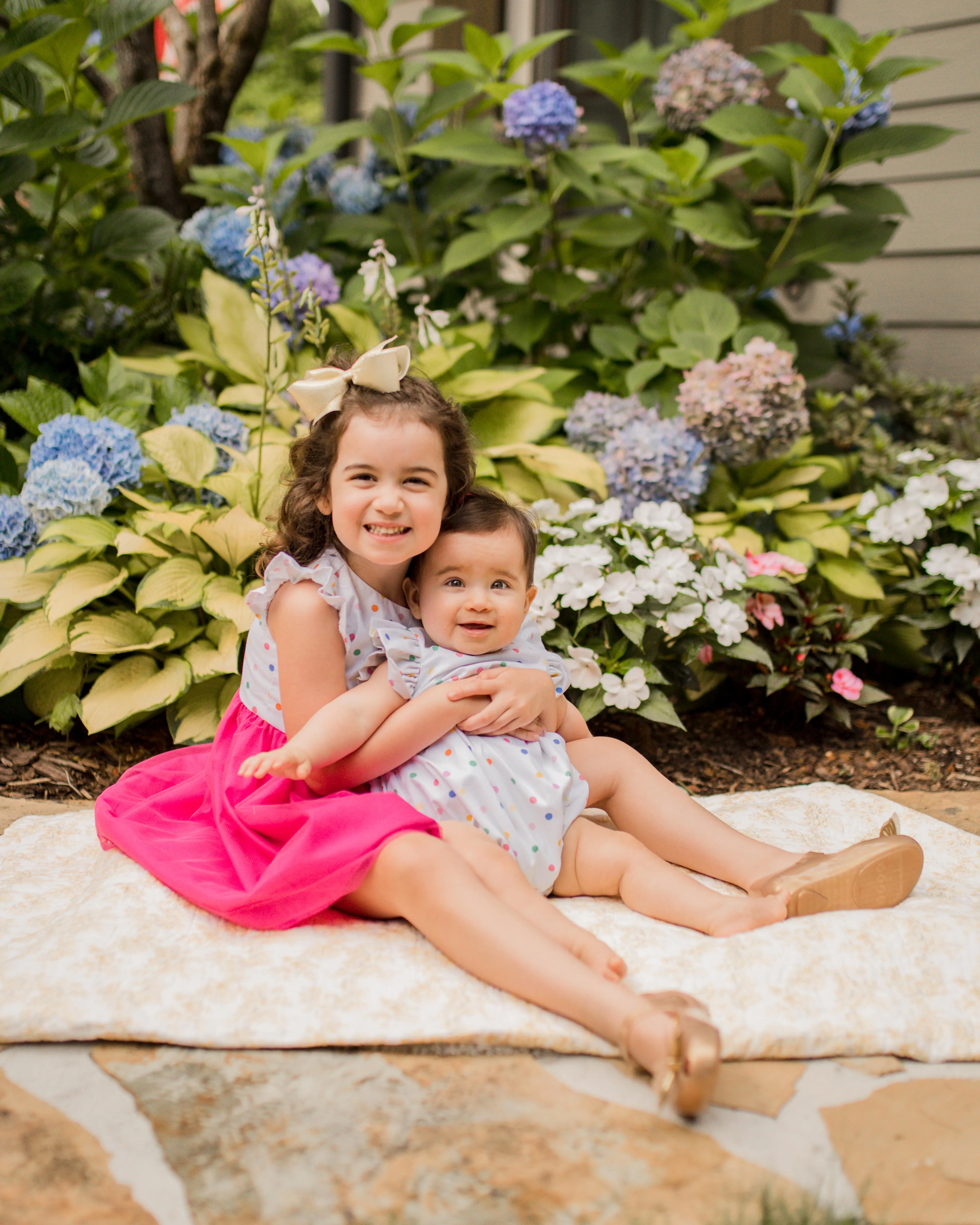 Little Girl's Polka Dot Cotton Dress with Tulle Skirt