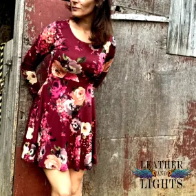 Long Sleeve, Knee Length Floral Dress
