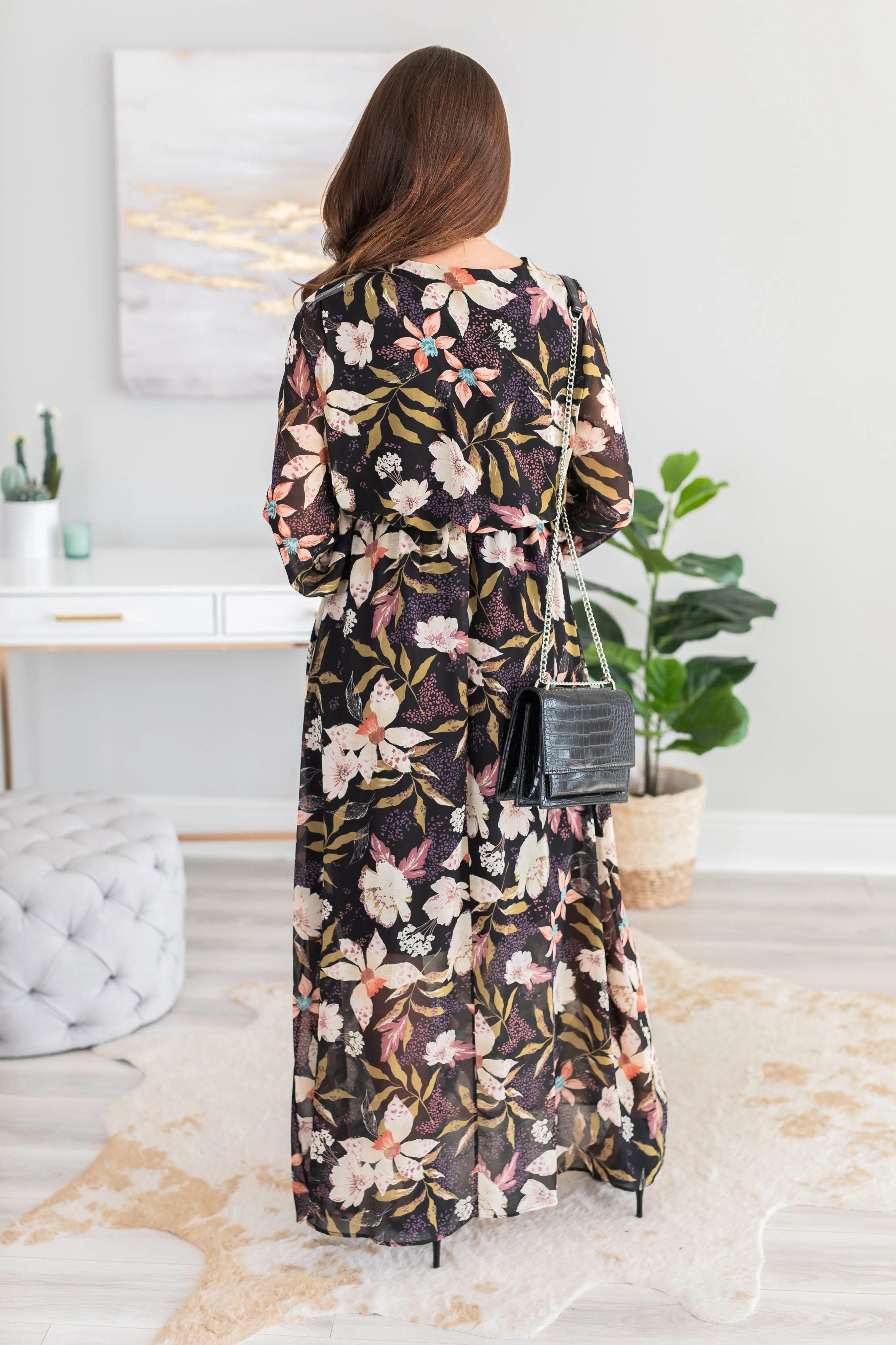 Looking For Fun Black Floral Maxi Dress