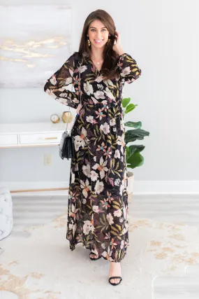 Looking For Fun Black Floral Maxi Dress