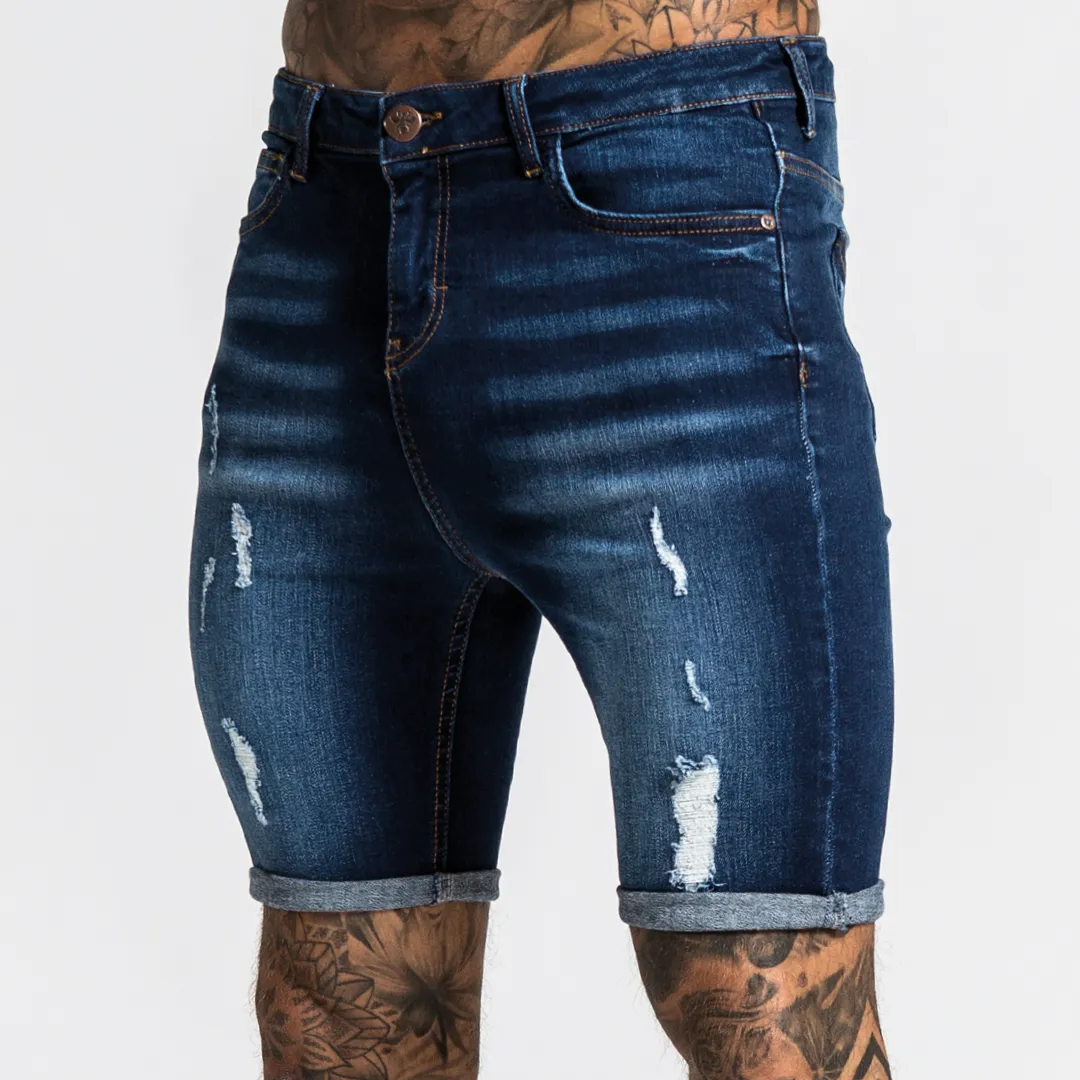 Luca Skinny Stretch Short - Distressed Blue