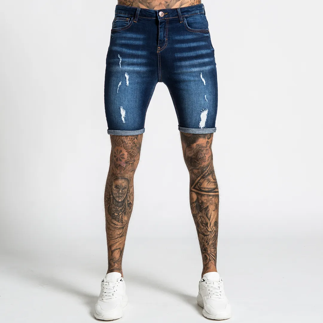 Luca Skinny Stretch Short - Distressed Blue