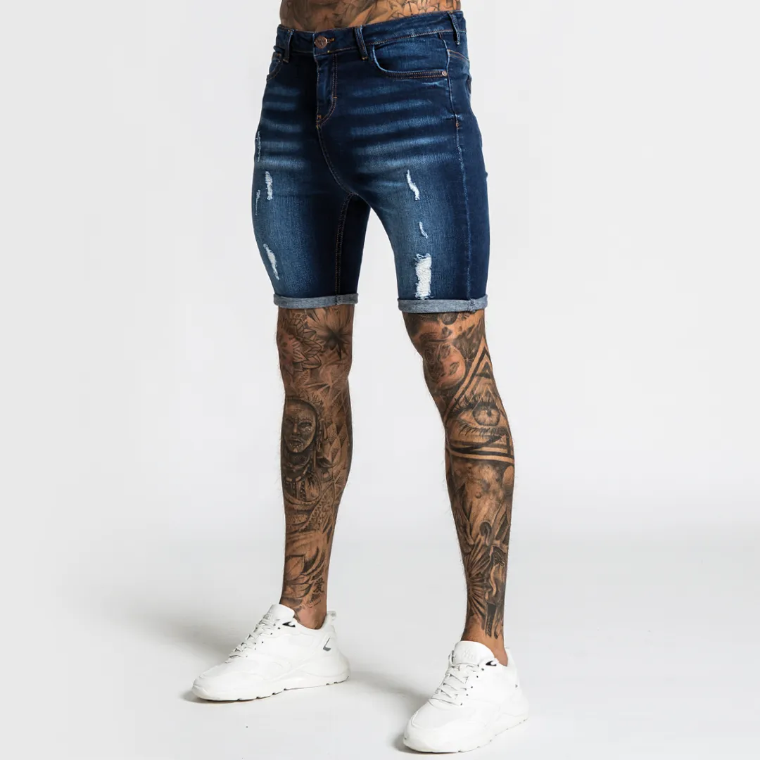 Luca Skinny Stretch Short - Distressed Blue