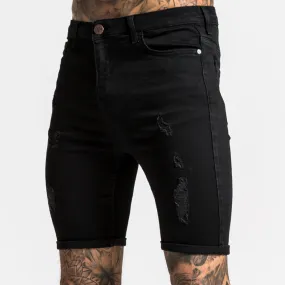 Luca Skinny Stretch Short - Distressed Jet Black