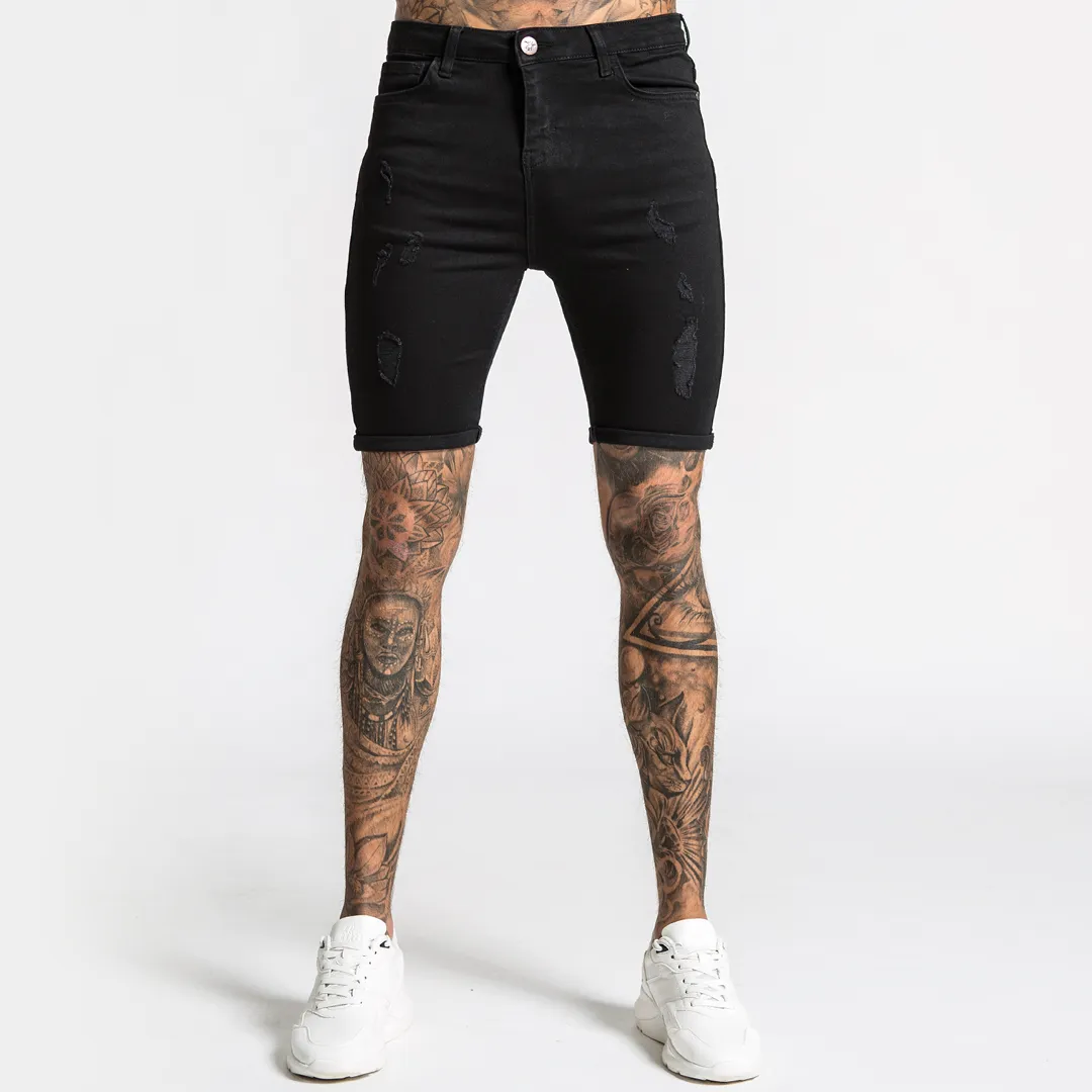 Luca Skinny Stretch Short - Distressed Jet Black