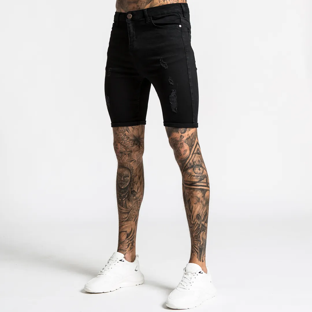 Luca Skinny Stretch Short - Distressed Jet Black