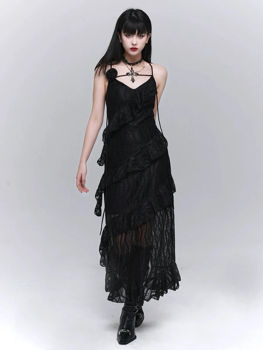 Luxury Sense Black Slip Dress