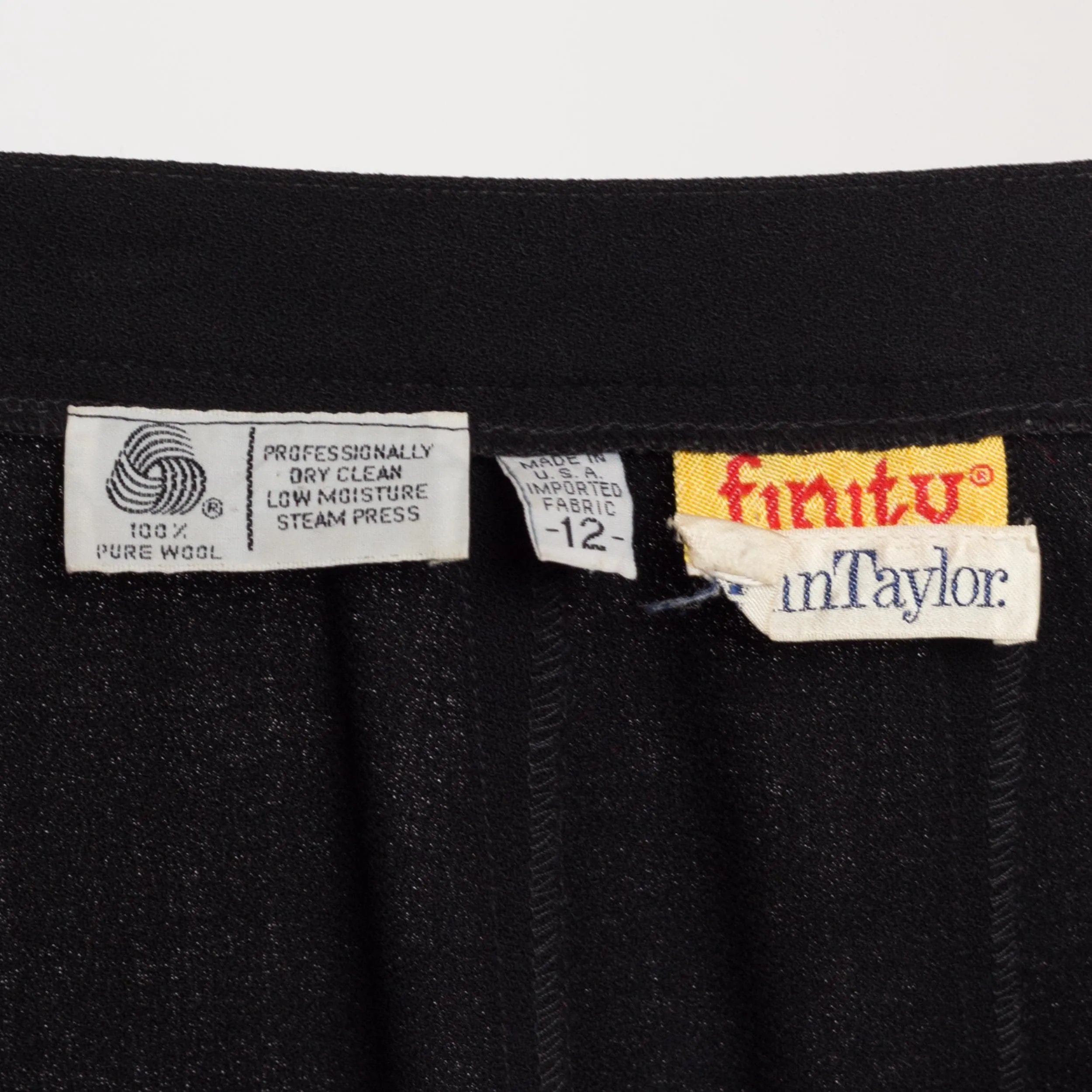 Medium 80s Ann Taylor Black Wool Midi Skirt 28"