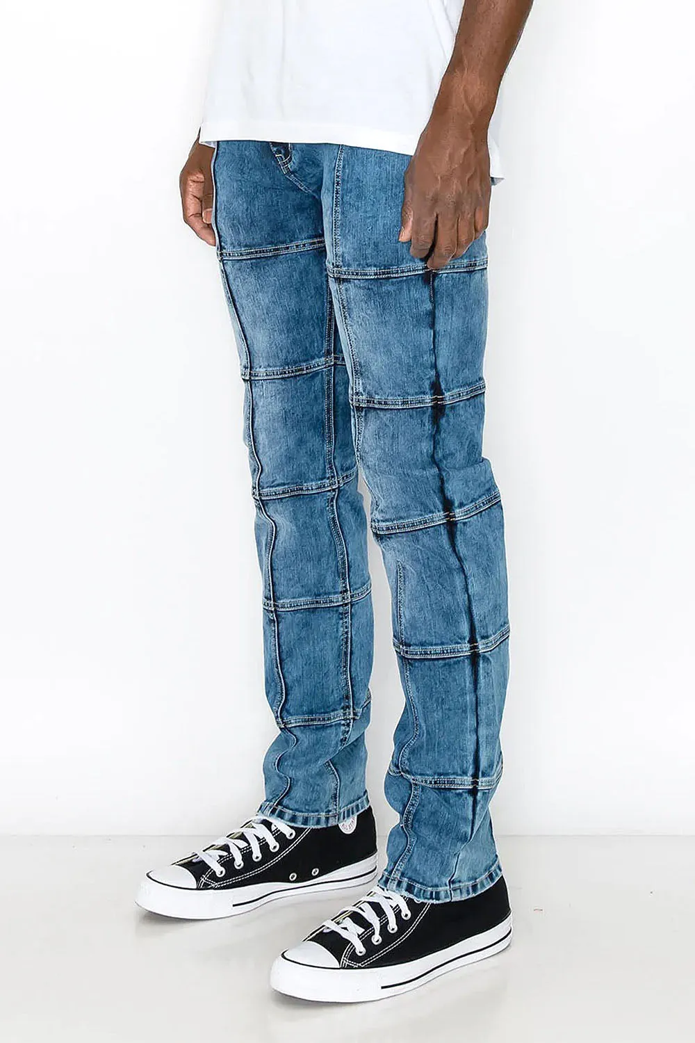 Men's Cut & Sew Blocked Denim Jeans