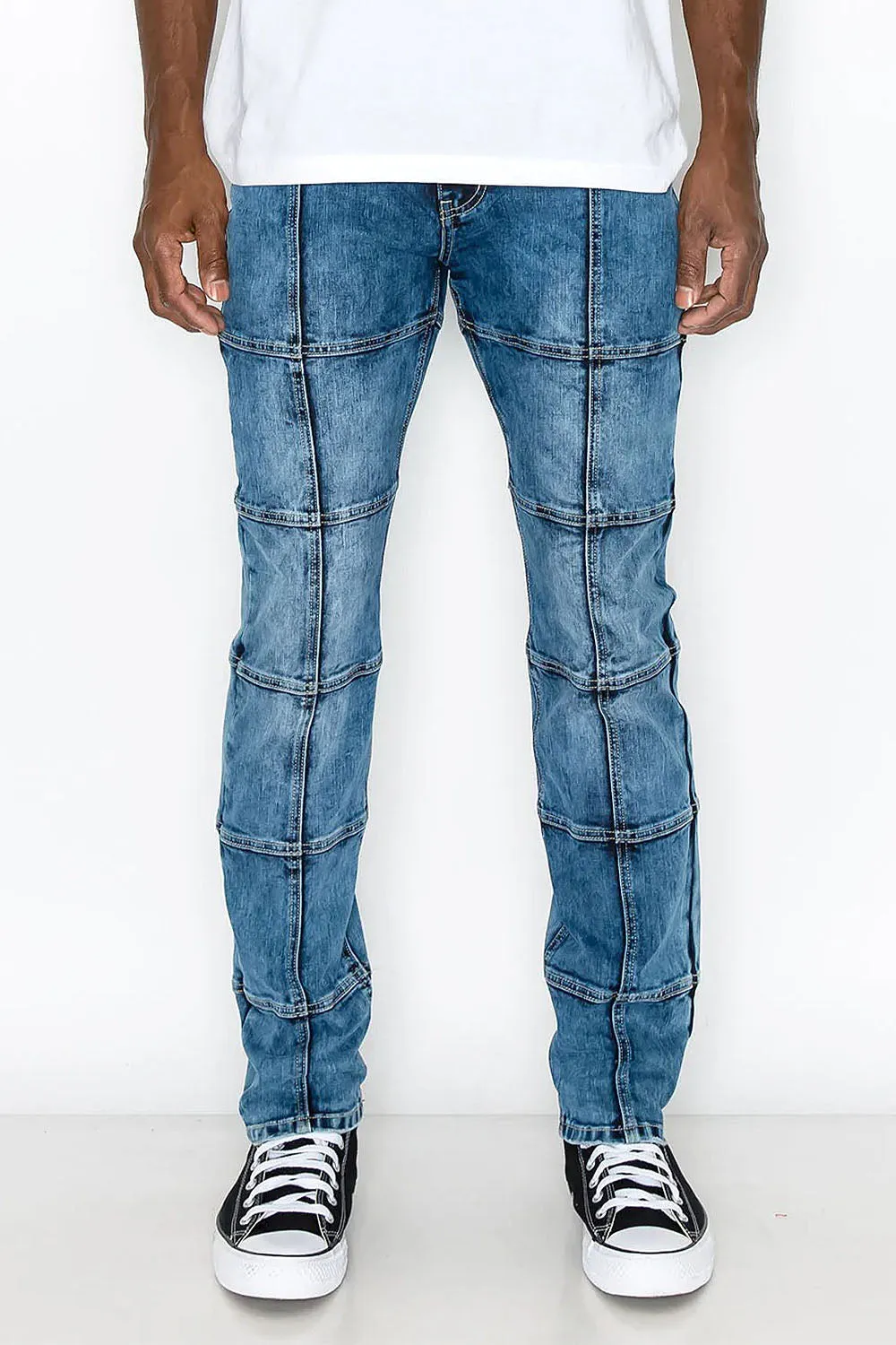 Men's Cut & Sew Blocked Denim Jeans