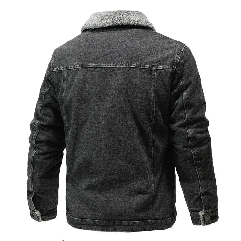 Men's Fleece Lined Thicken Denim Jean Trucker Jacket