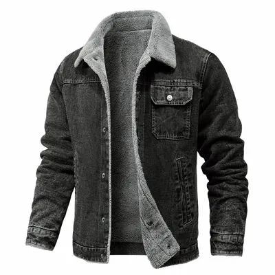 Men's Fleece Lined Thicken Denim Jean Trucker Jacket