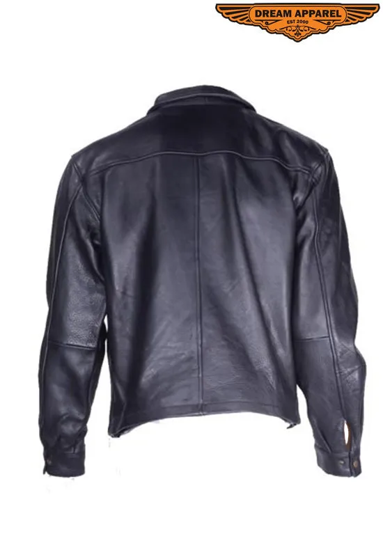 Mens Leather Fashion Jacket With Zippers on Sides