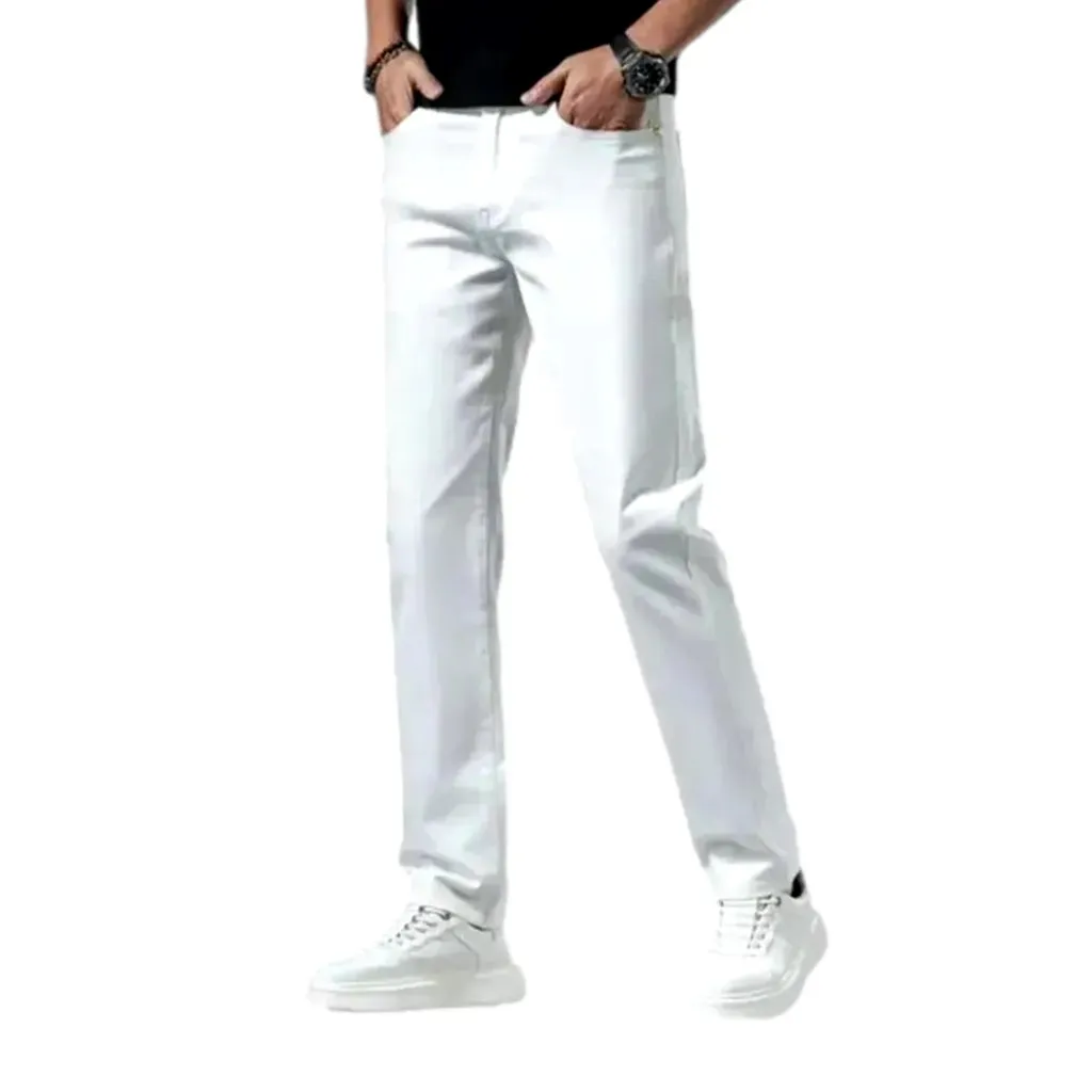 Mid rise tapered classic jeans for men